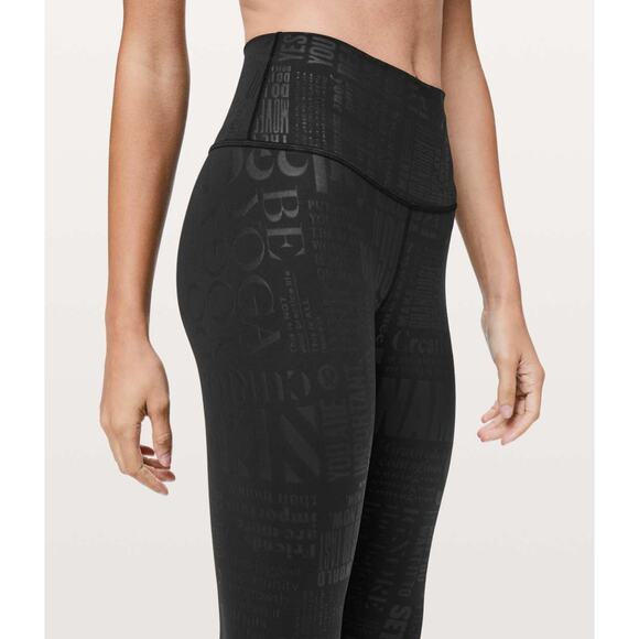 lululemon wunder under hi rise 7/8 tights leggings black 20yr manifesto embossed - Picture 8 of 10